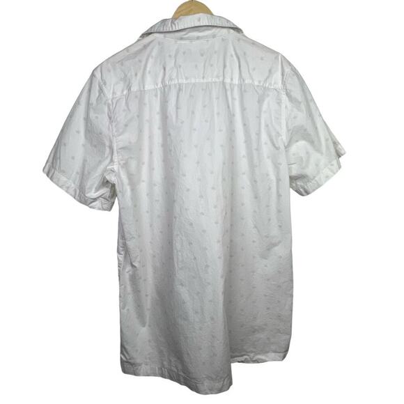 Caribbean Joe White w Off White Embroidered Palm Trees Short Sleeve Large - Picture 2 of 9